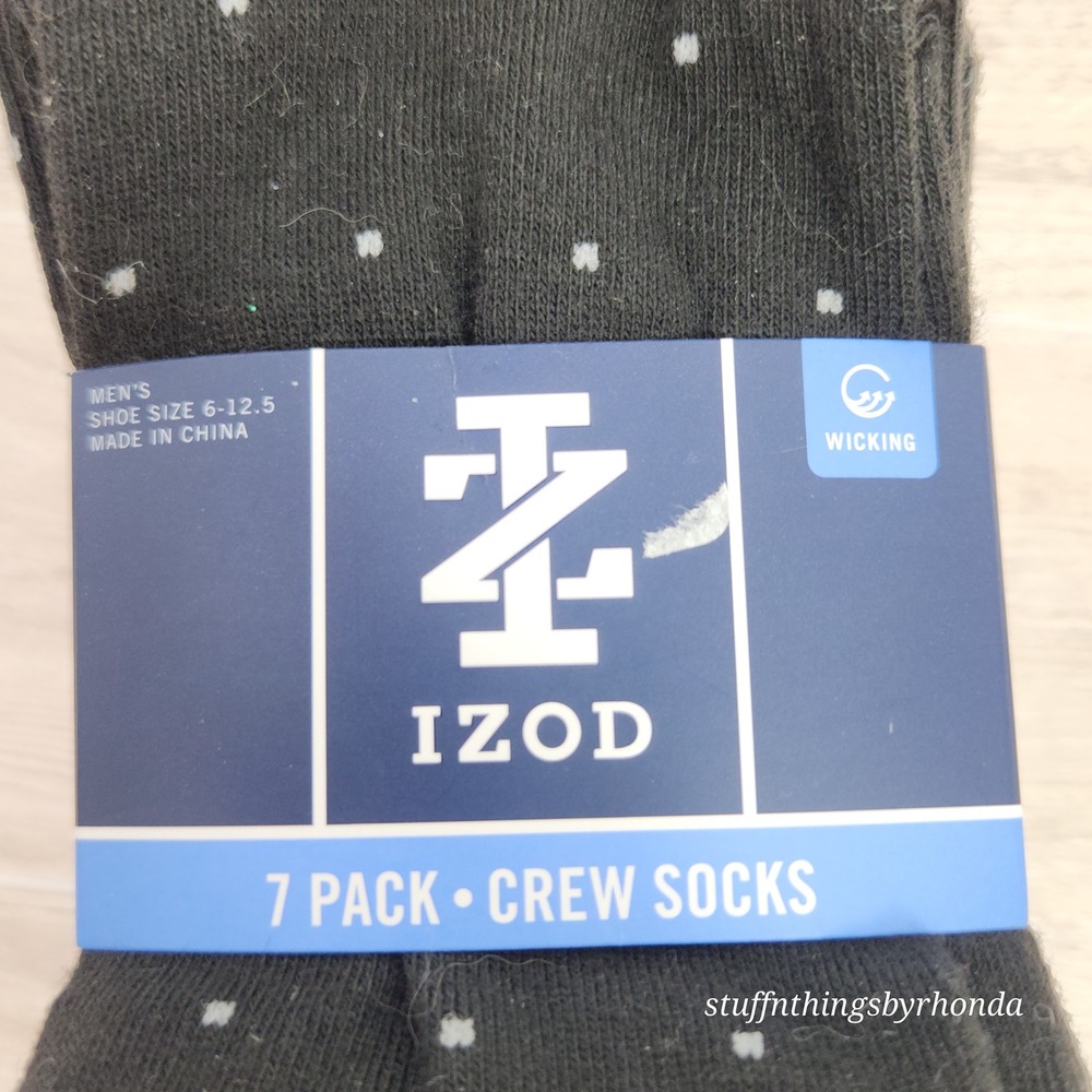 IZOD‎ Crew Socks 6 Pack Wicking Stretch Reinforced Seams Men's Shoe Size 6-12.5